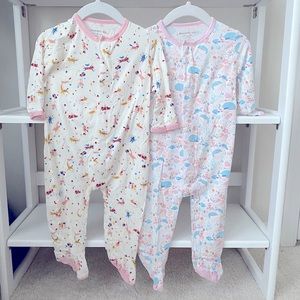Magnetic Me Set of 2 Girls’ Footie Rompers Size 6-9 Months in Carnival/Whale